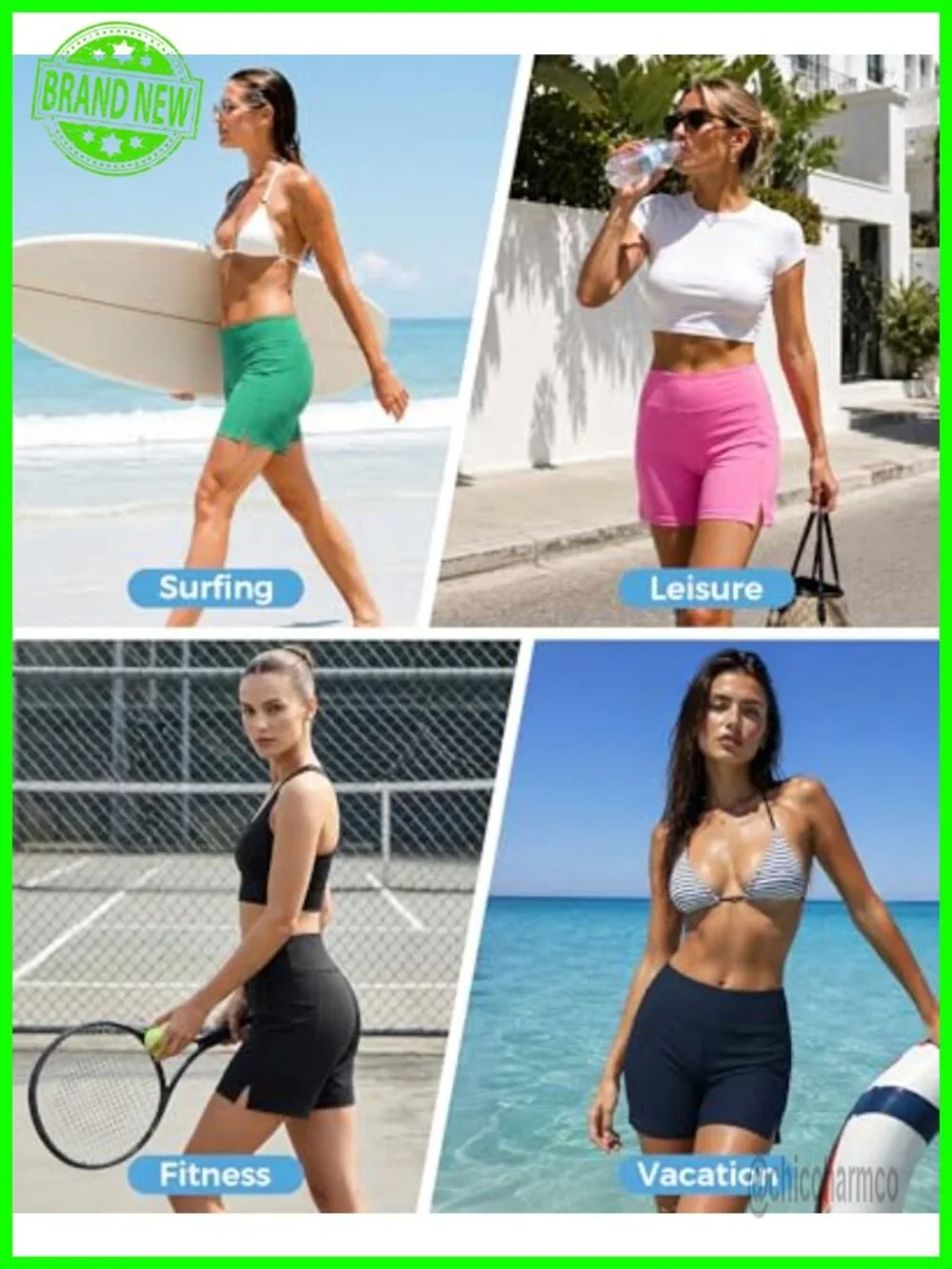 High Waist 5" Quick Dry Swim Shorts with Pockets - Picture 2 of 6